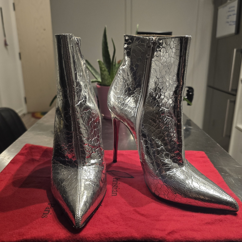 Louboutin Silver So Kate Embossed Boots